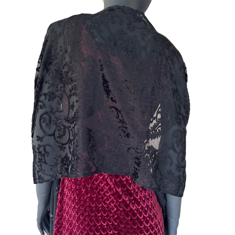 Black Burnout Velvet Scarf Wrap Gothic Dark Romantic Whimsigoth Witchcore